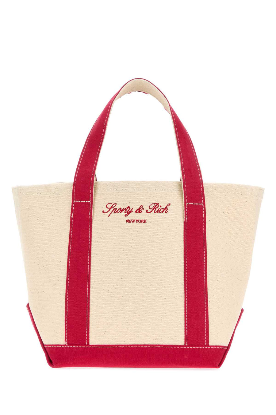 Sporty & Rich Logo 100% Cotton tote bag in beige