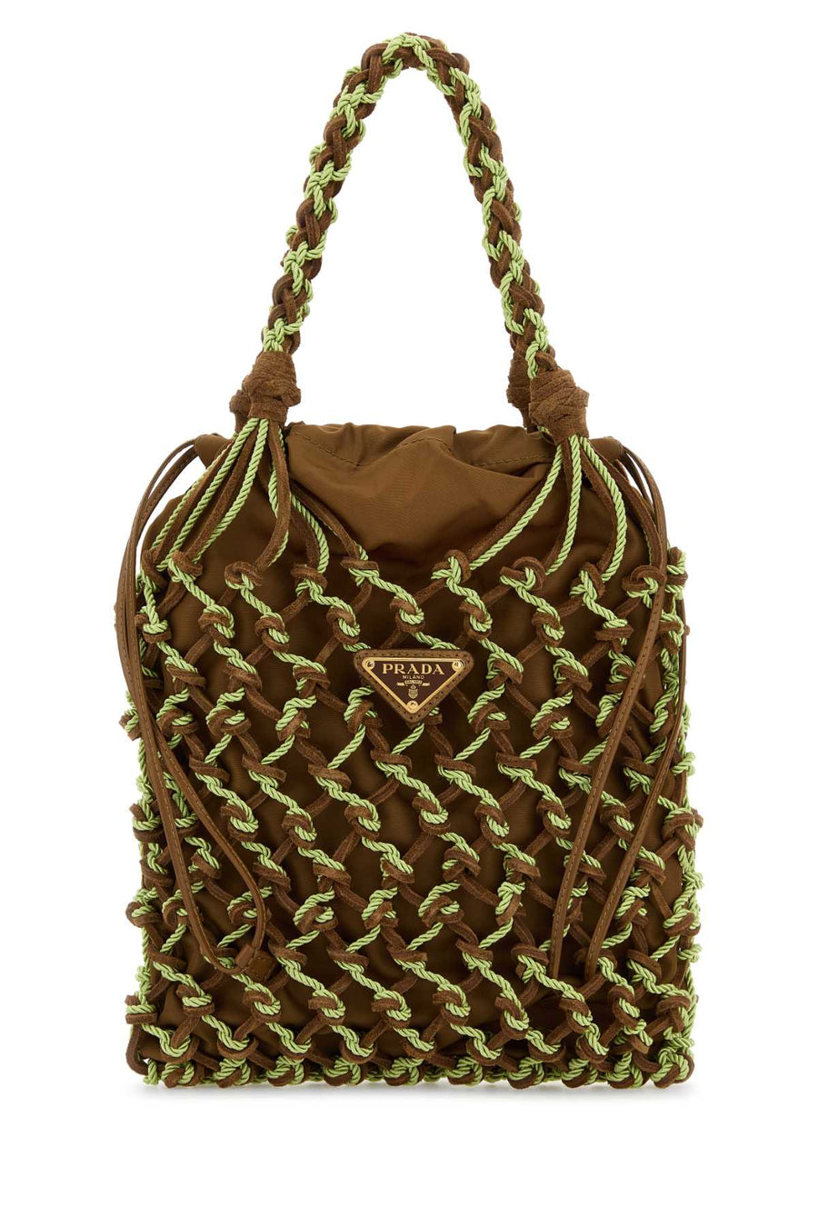 Prada Mano 100% Recycled Polyamide - 100% Calf Leather shoulder bag in brown