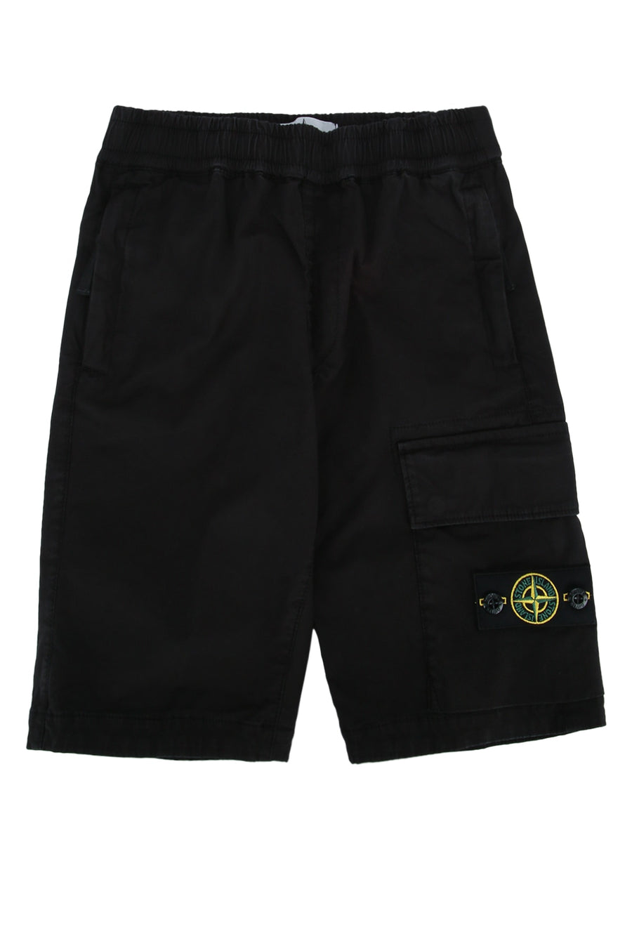 Stone Island Kids 95% cotton cargo shorts in black