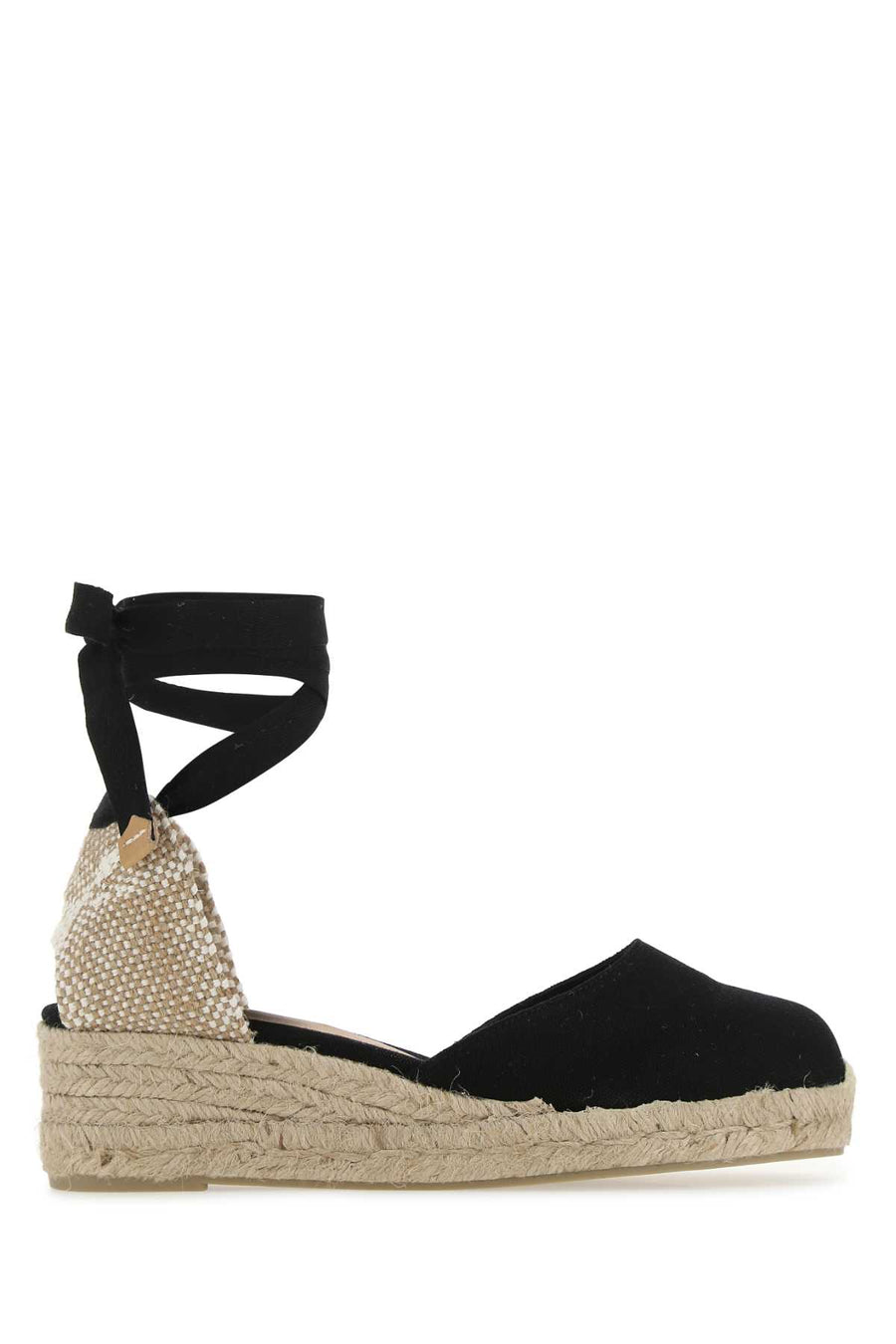 Castaner Suede upper with jute sole espadrille in black
