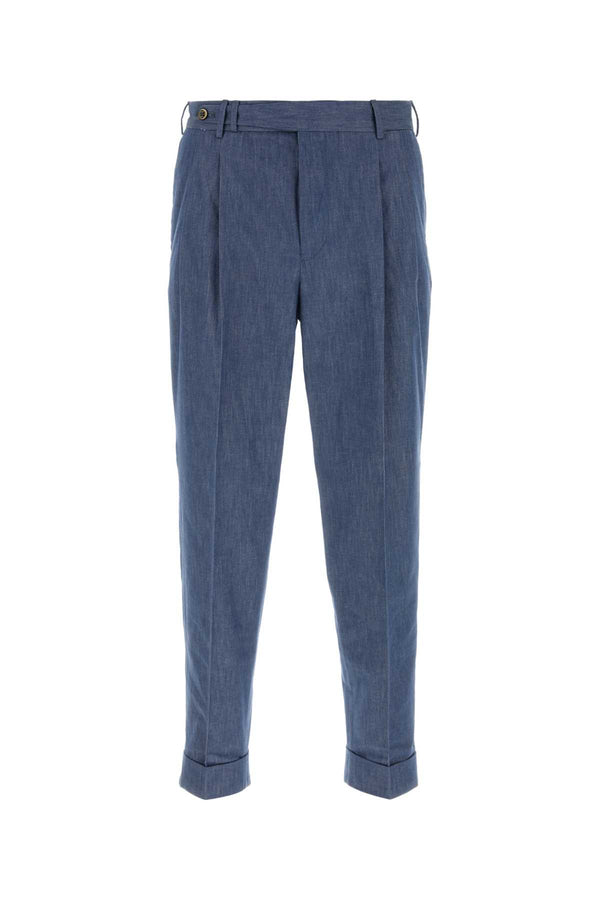 Pt Torino 100% Cotton trousers in blue