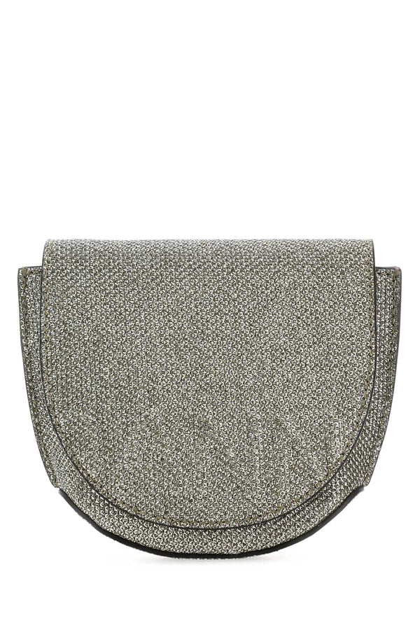 Ganni Exterior: 100% Recycled polyester; Lining: 65% Recycled cotton 35% Cotton; Finishing: Silver metal crossbody bag in silver