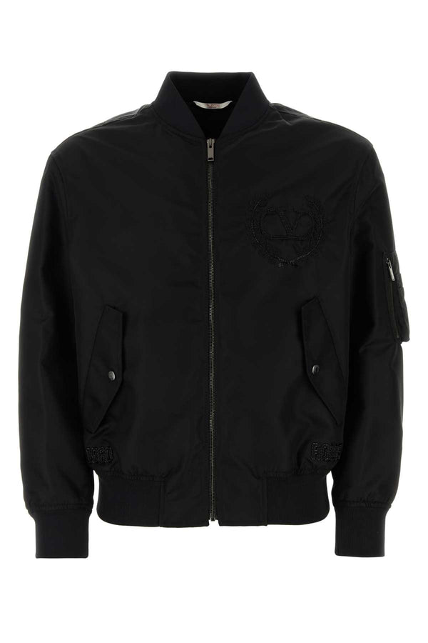 Valentino Garavani Exterior: 100% Nylon bomber jacket in black