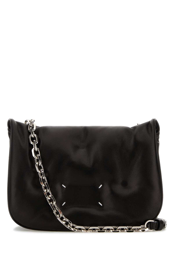 Maison Margiela Slam Body: 100% Lamb leather; Lining: 100% Polyester; Interior: 100% Lamb leather; Metal hardware: 100% Zamak; Metal hardware: 100% Brass crossbody bag in black