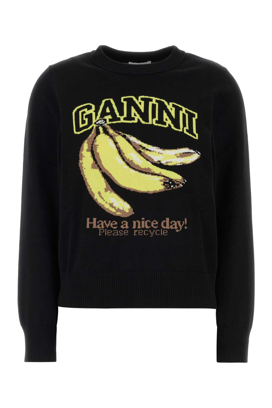 Ganni Cotton 100% Organic cotton sweater in black