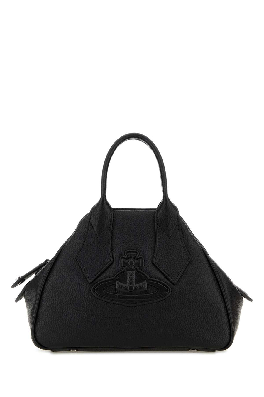 Vivienne Westwood Exterior: 100% Calf Lining: 100% Cotton Finishing: Silver metal top handle bag in black
