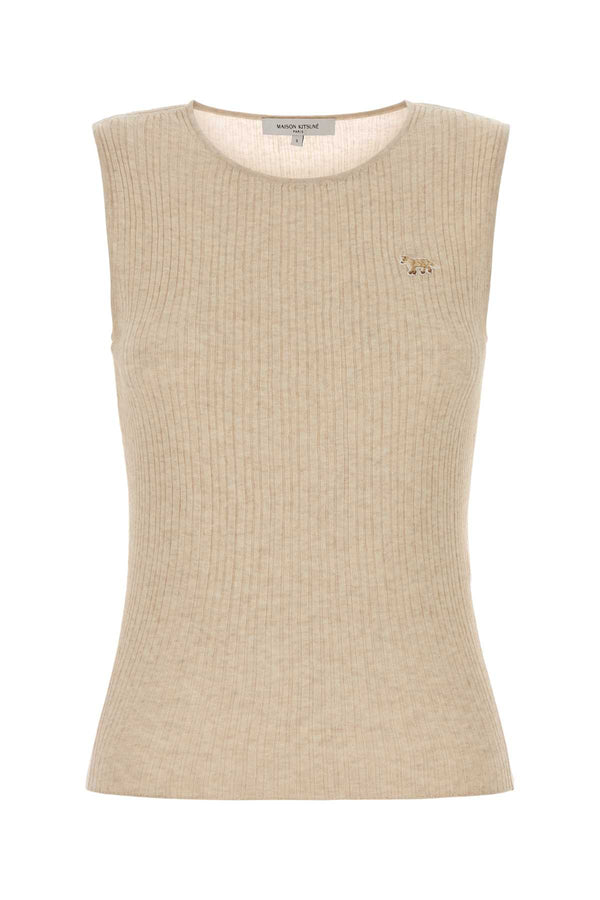 Maison Kitsune Fine 53% Cotton 47% Viscose tank top in beige