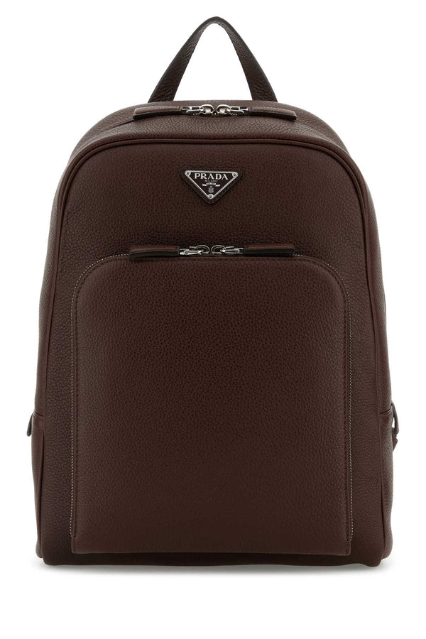 Prada 100% Vitello leather backpack in brown