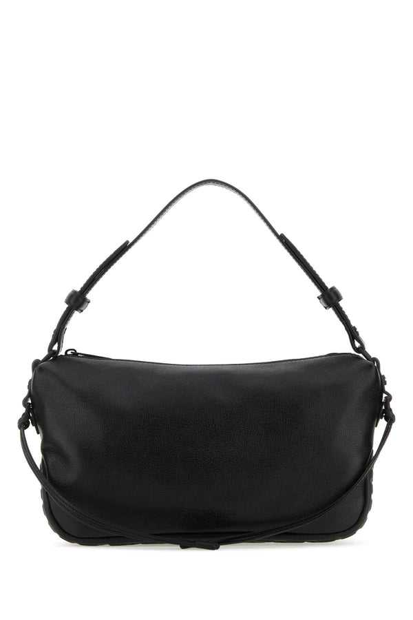 Off-White Exterior: 100% Leather. Lining: 100% Fabric. Finishing: Enameled metal shoulder bag in black