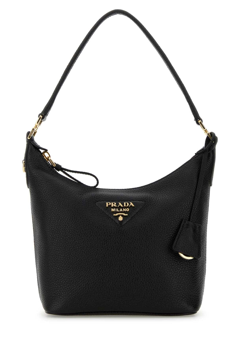 Prada Exterior: 100% Deer; Lining: 100% Fabric; Finishing: Golden metal shoulder bag in black