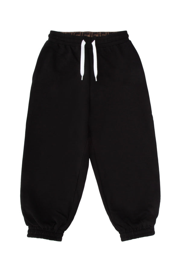 Fendi Kids Unisex 100% Polyester joggers in black