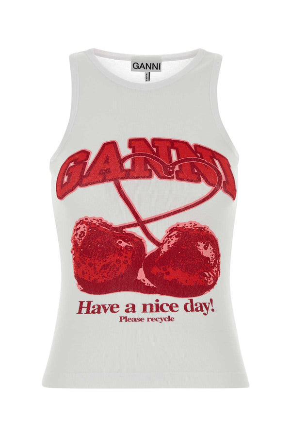White Cotton Tank Top Bright Exterior: Organic Maglie