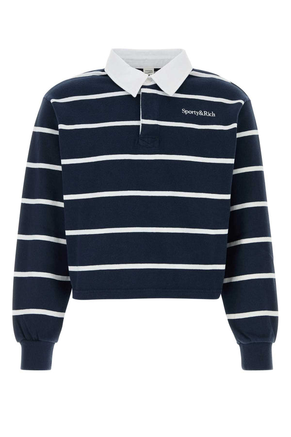 Sporty & Rich Logo 100% Cotton polo shirt in navy