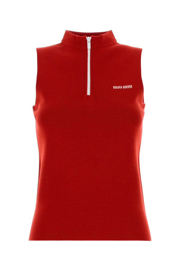Miu Miu 100% Virgin wool tank top in red
