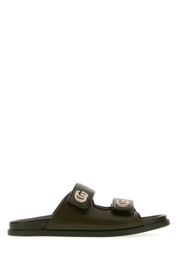 Gucci Exterior: 100% Leather slipper in green