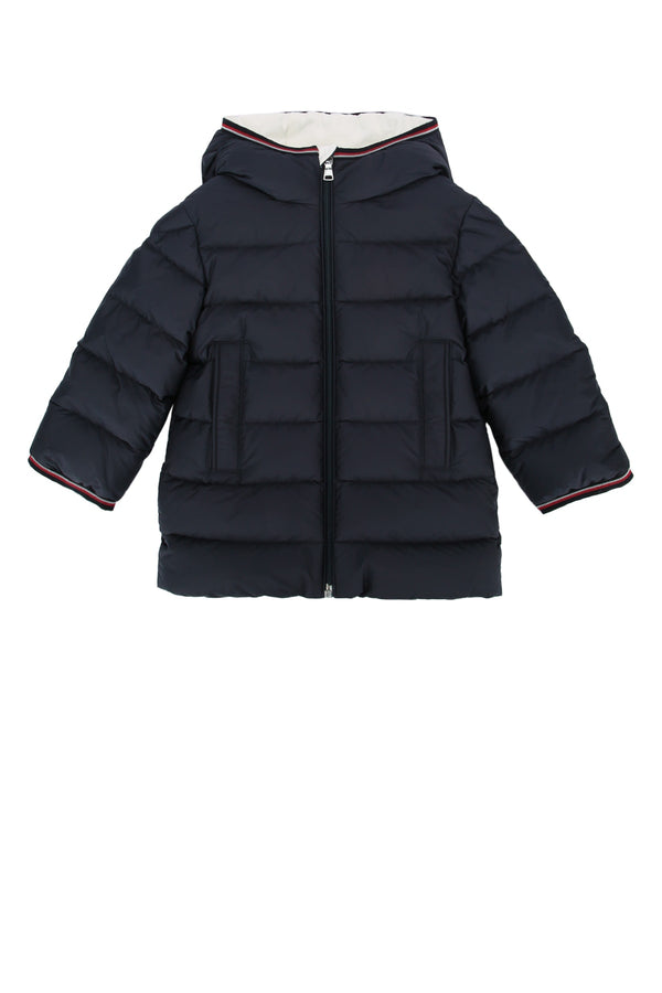 Moncler Jr Long Nylon down jacket in black