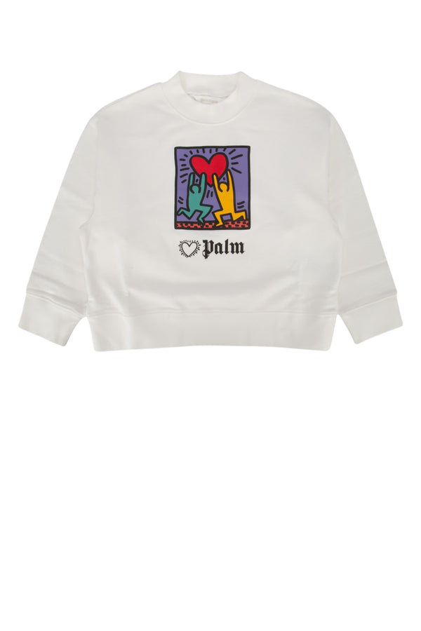 Palm Angels Kids Cotton 100% sweatshirt in white