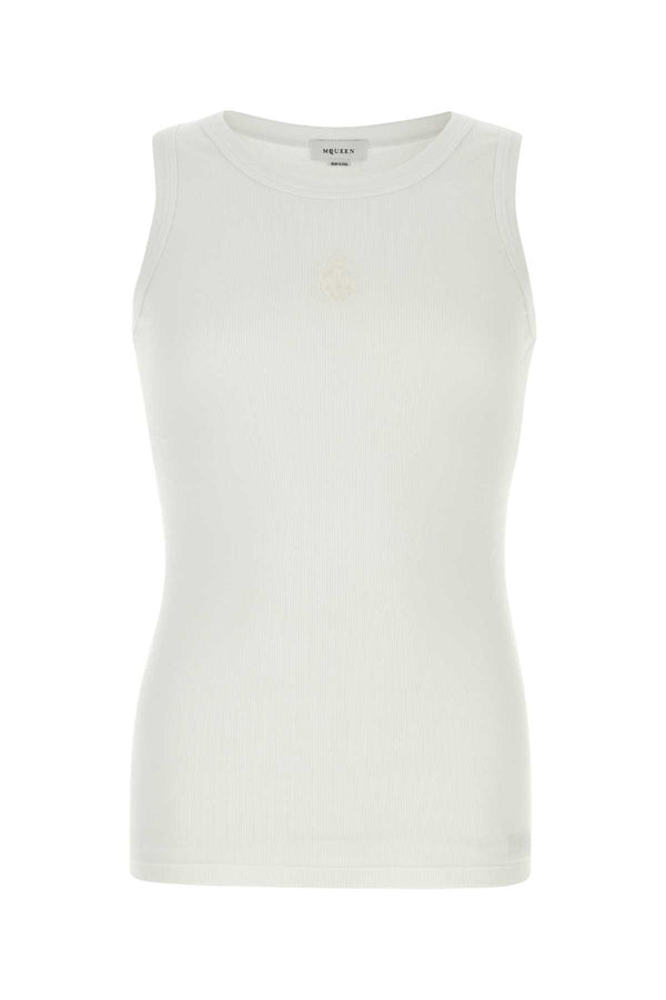 Alexander McQueen 98% Cotton 2% Elastane tank top in white