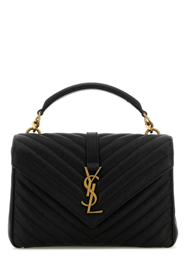 Saint Laurent College Exterior: 100% Lamb top handle bag in black