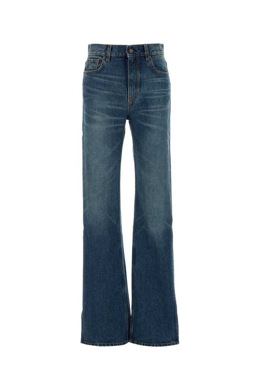 Chloé 100% Cotton with 100% Leather patch jeans in blue