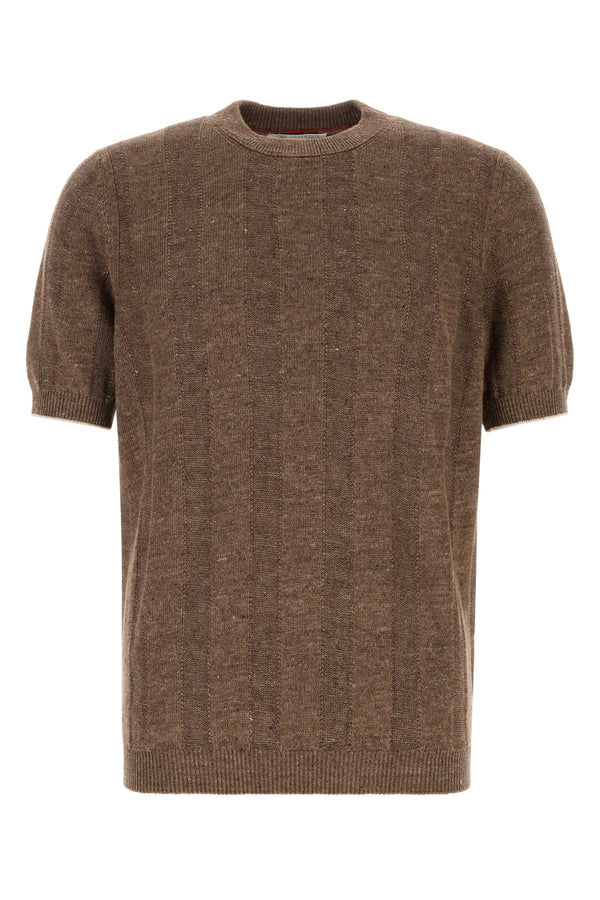 Brunello Cucinelli 77% Linen 23% Cotton sweater in brown