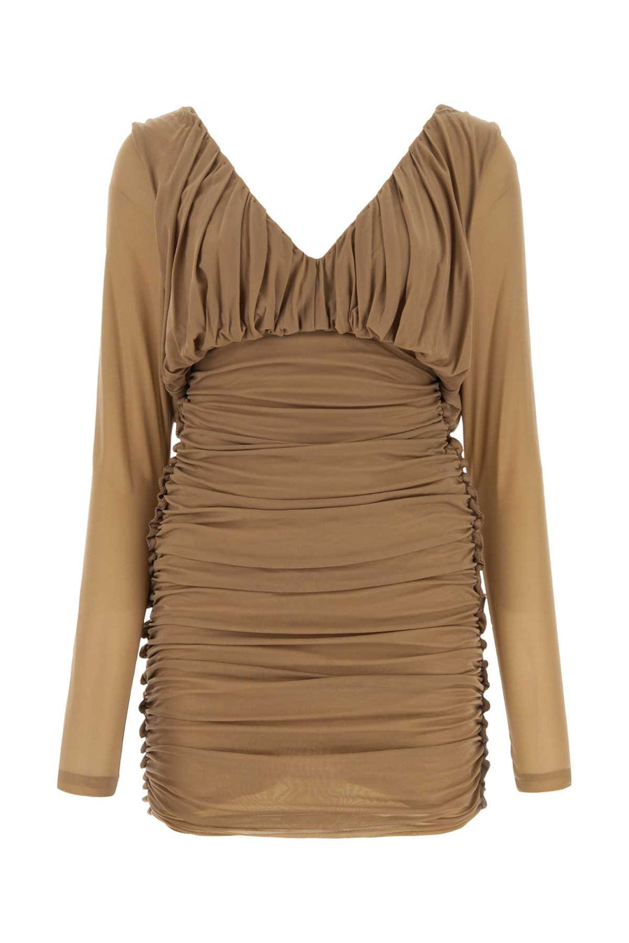 Saint Laurent 100% Cupro dress in camel
