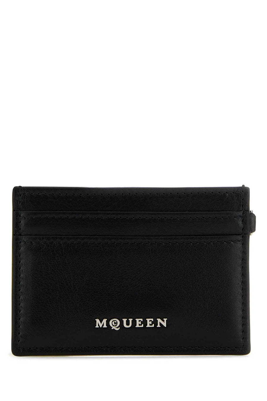 Alexander McQueen Card Exterior: 100% Calf. Finishing color: Silver metal card case in black