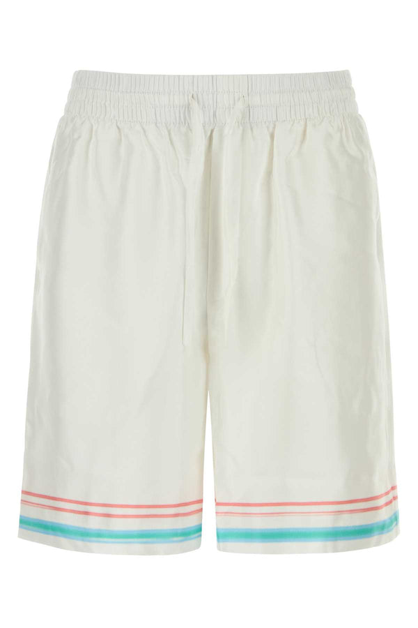 Casablanca Dancejoy 100% Silk bermuda shorts in white