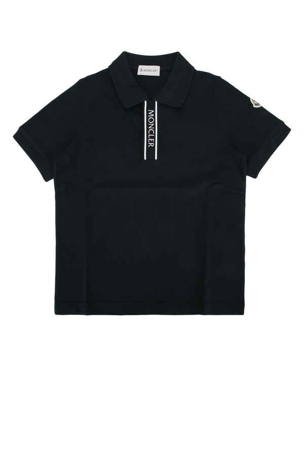 Moncler Jr Polo 100% Cotton polo in black