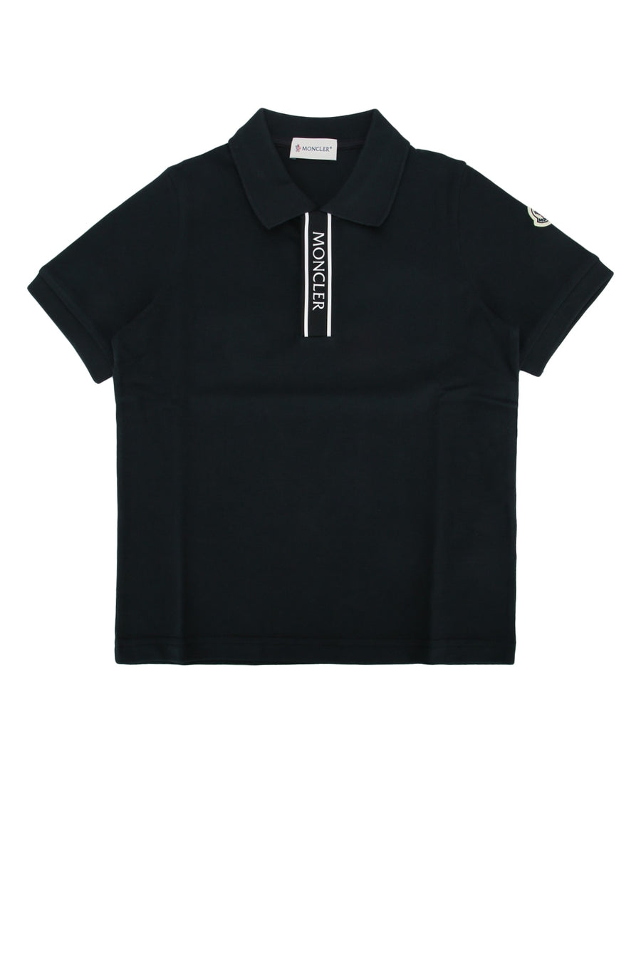 Moncler Jr Polo 100% Cotton polo in black