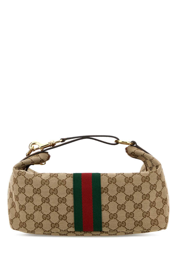 Gucci With Exterior 100% Fabric; Lining 100% Fabric; Finishing Golden metal shoulder bag in beige
