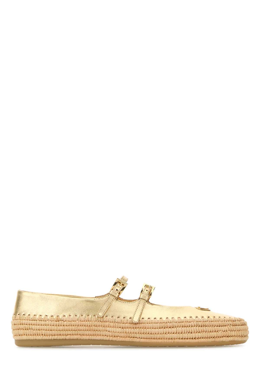 Prada Exterior: 100% Raffia espadrille flat in gold