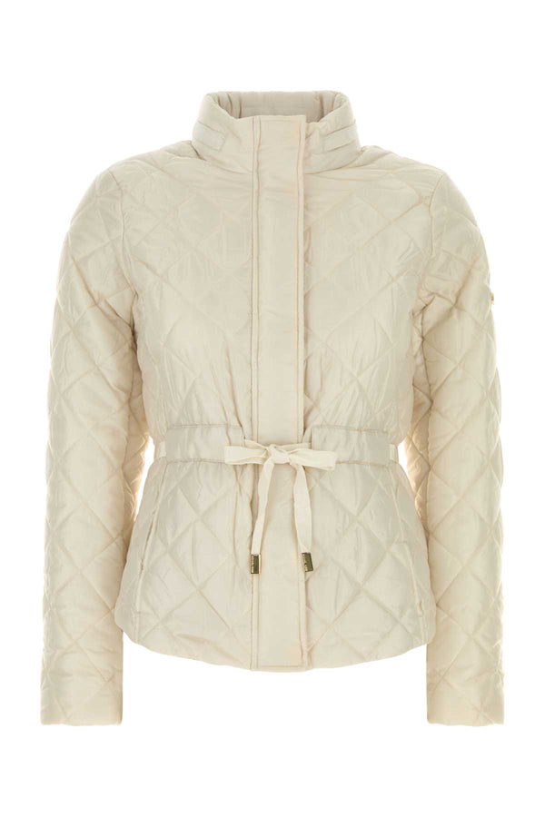 Michael By Michael Kors Belted Eco-friendly puffer with quilting down jacket in beige