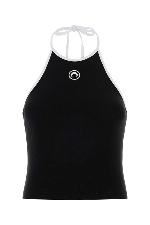 Marine Serre Logo 100% Cotton tank top in black