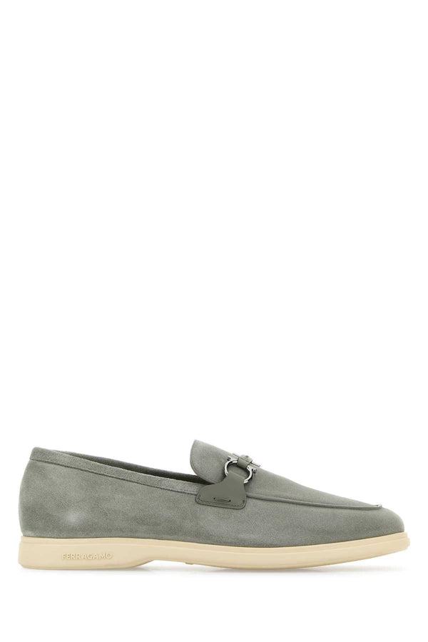 Ferragamo Split calf + calf suede upper loafer in gray