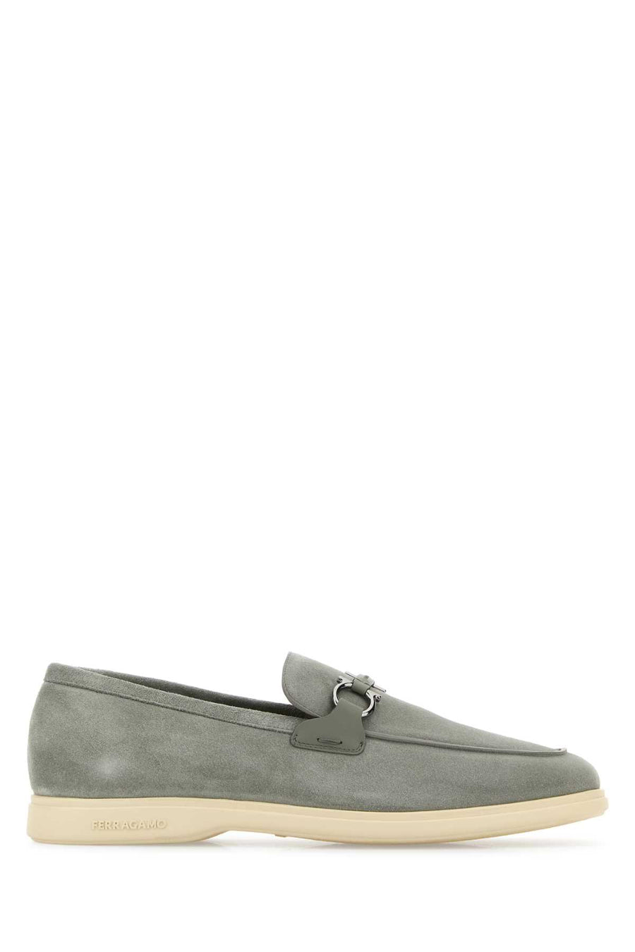 Ferragamo Split calf + calf suede upper loafer in gray