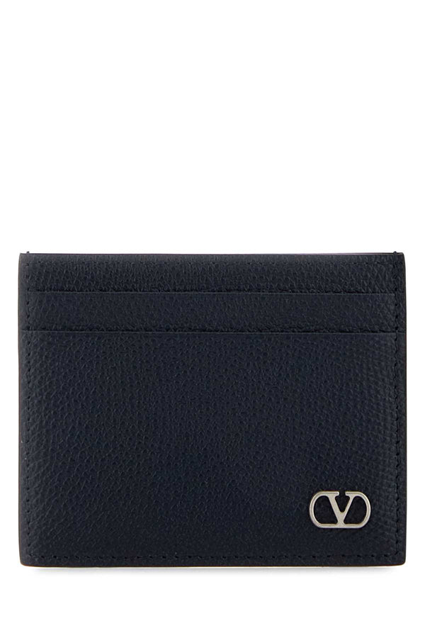 Valentino Garavani Calf leather card case in navy