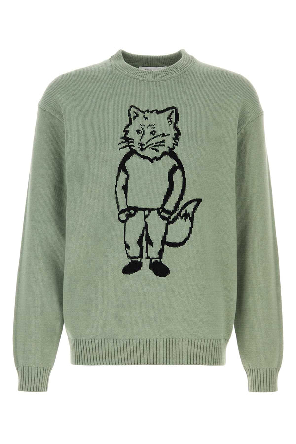 Maison Kitsune 70% Cotton 30% Nylon sweater in green