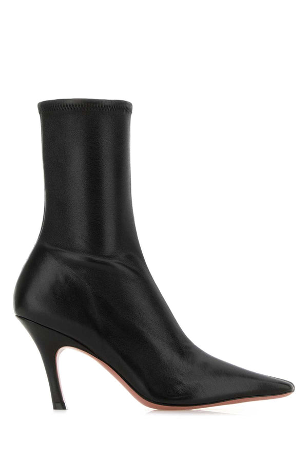 Amina Muaddi Stretch Exterior: 100% Lamb Nappa; Interior: 100% Leather ankle boot in black