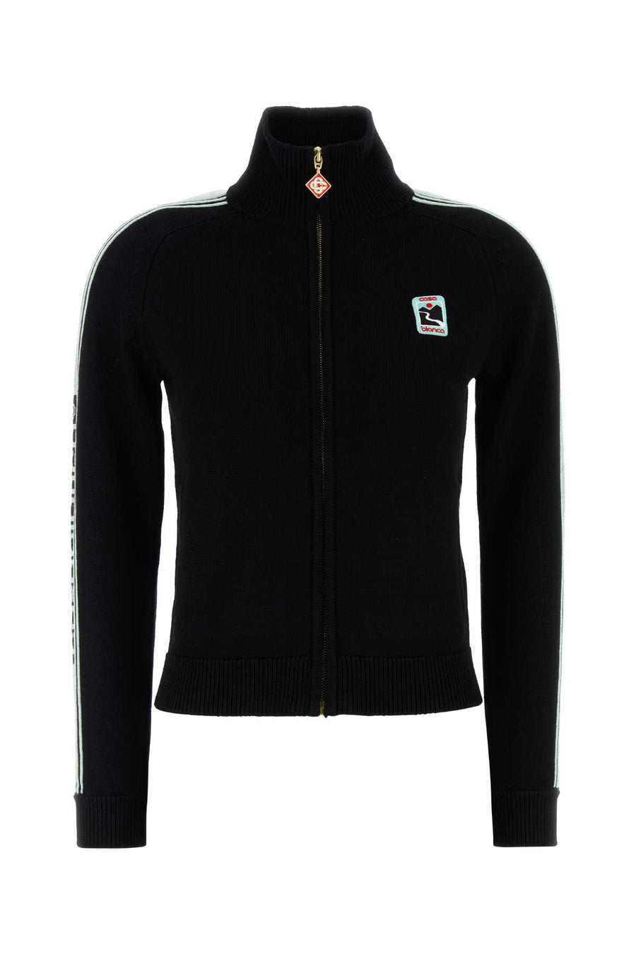 Casablanca MAIN: 100% MERINO WOOL APPLIQUE: 95% VISCOSE 5% POLYESTER cardigan in black