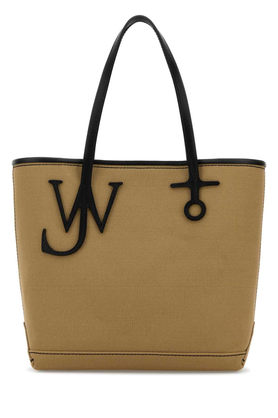 JW Anderson Anchor Outer: 100% cotton / Trim: 100% full grain calf leather / Hardware: 100% zamak tote bag in beige