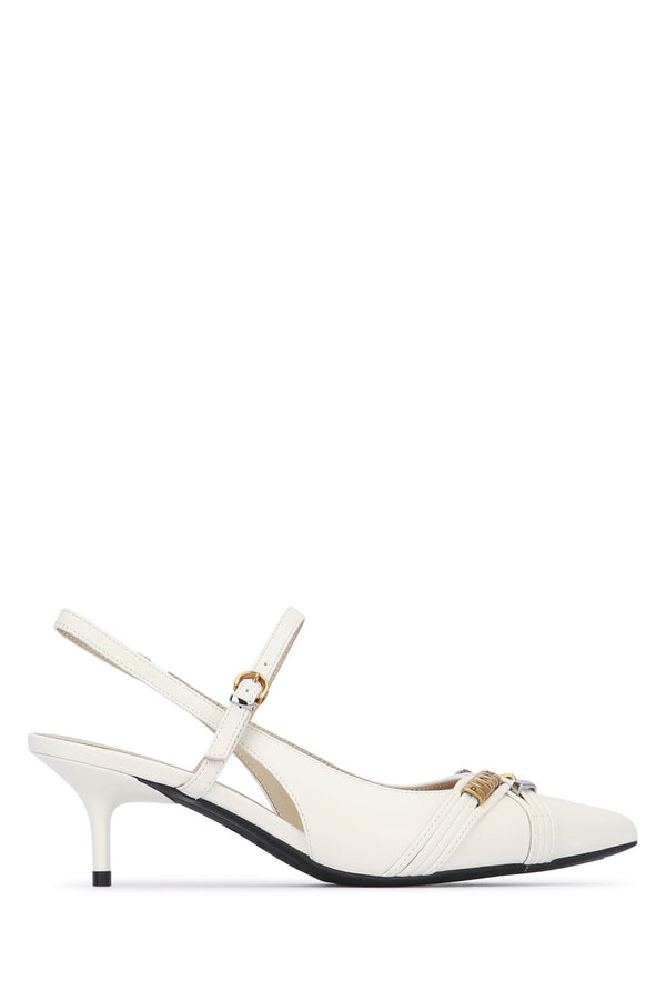 Pinko Sling 100% Leather / Sole: Calf slingback heel in white