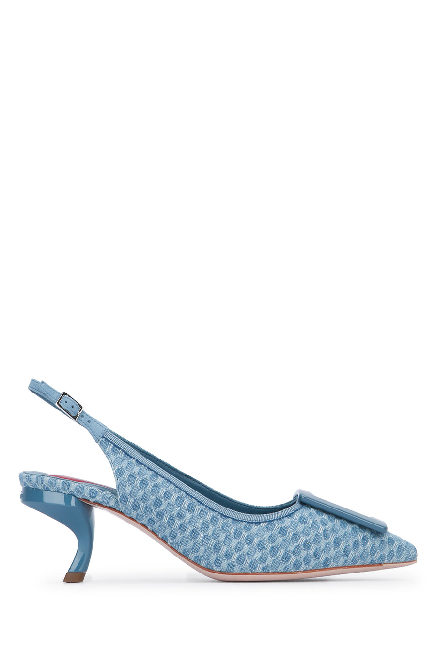 Roger Vivier Quilted denim upper sling-back heel in blue