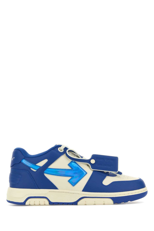 Off-White Metallic Exterior: 100% Leather sneaker in blue