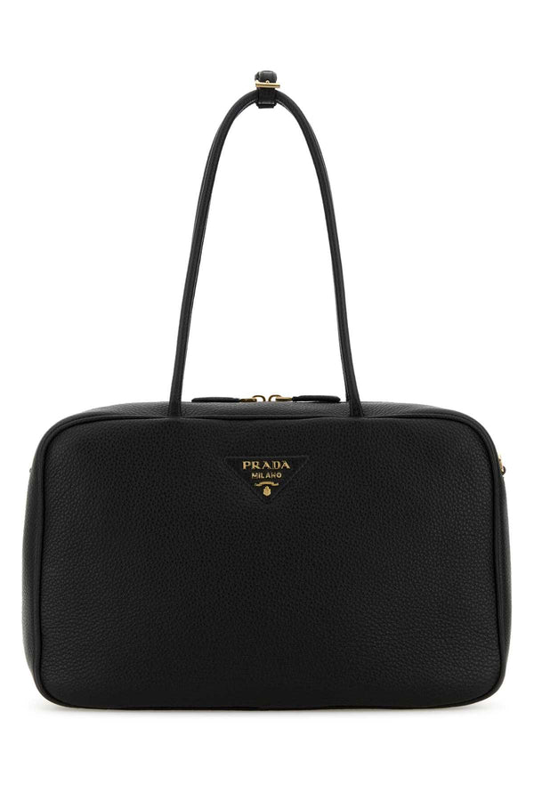 Prada Exterior: 100% Deer; Lining: 100% Leather; Finishing: Golden metal shoulder bag in black