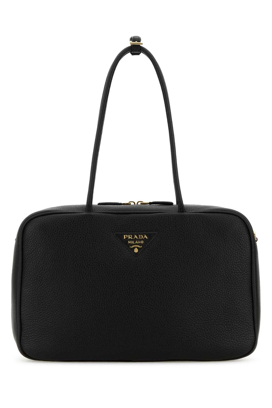Prada Exterior: 100% Deer; Lining: 100% Leather; Finishing: Golden metal shoulder bag in black