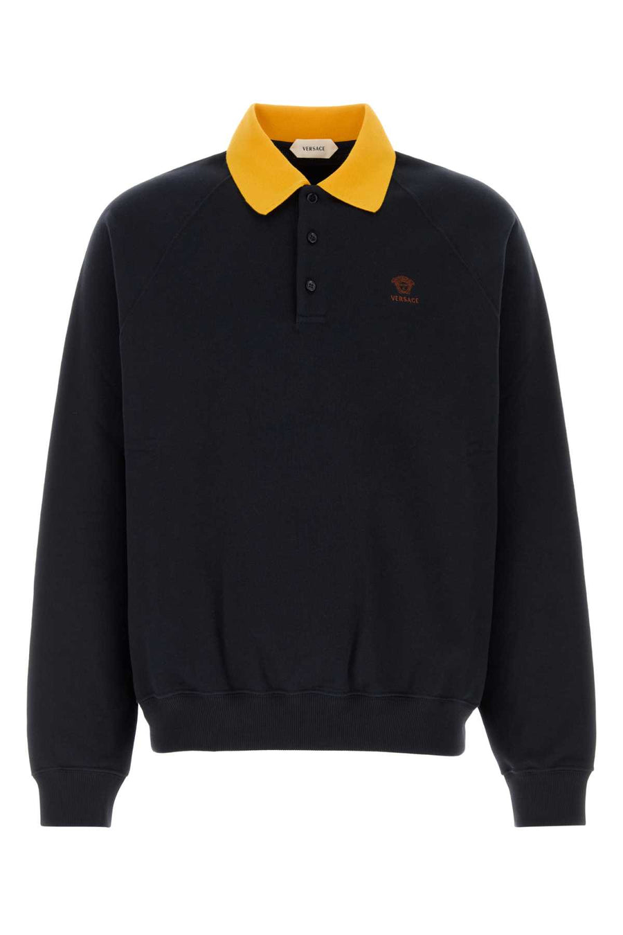 Versace 100% Cotton polo sweater in navy