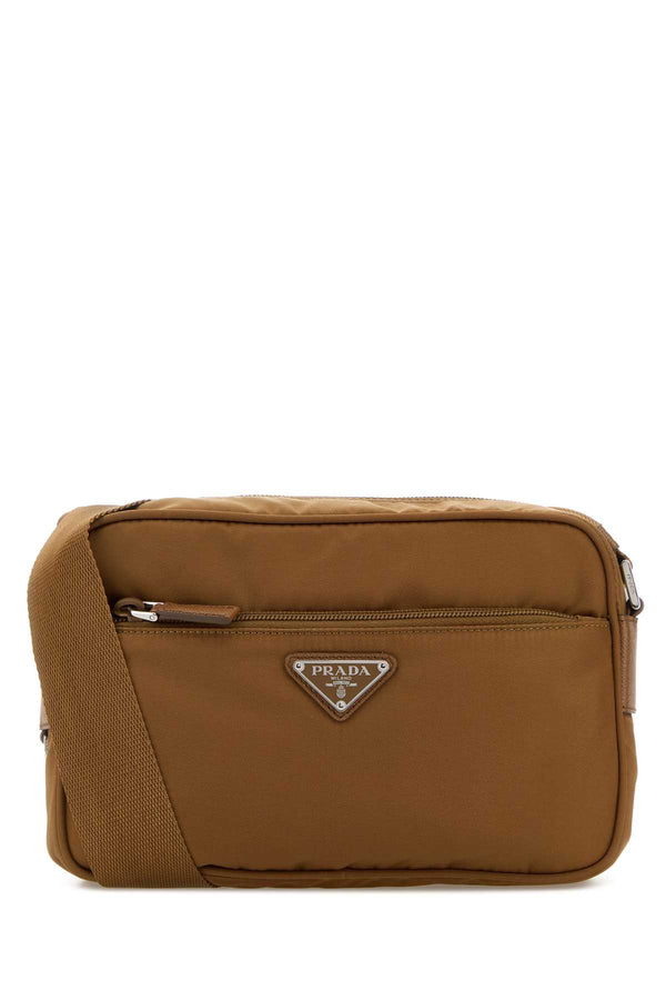 Prada Exterior: 100% Re-Nylon crossbody bag in brown
