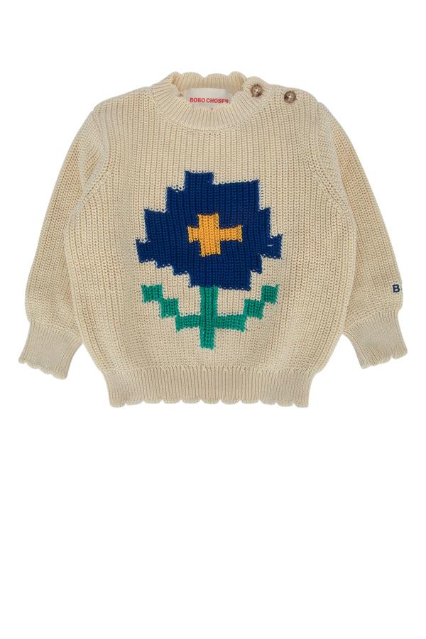 Bobo Choses Daisy 100% organic cotton sweater in beige