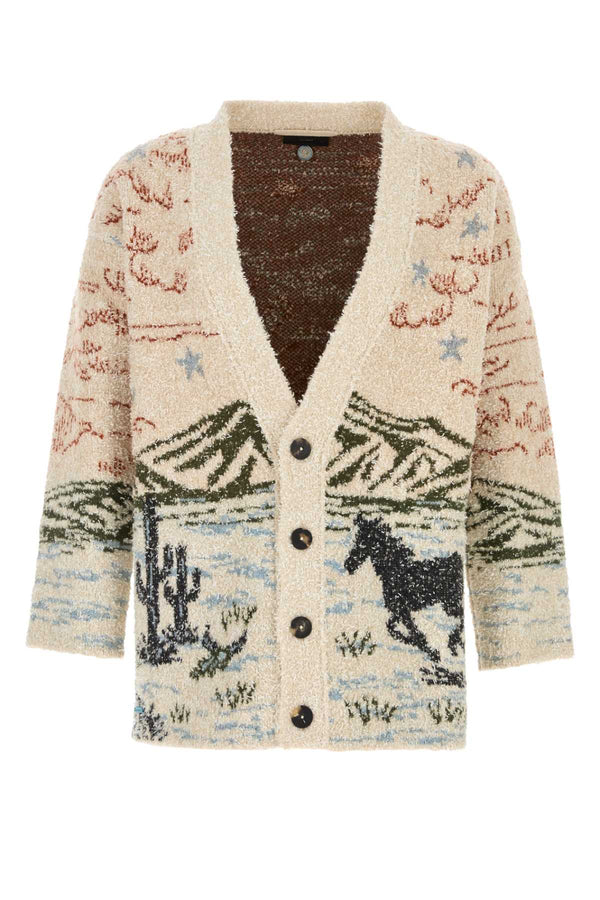 Alanui Riders Exterior: 66% Virgin wool cardigan in beige